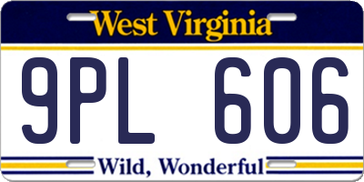 WV license plate 9PL606