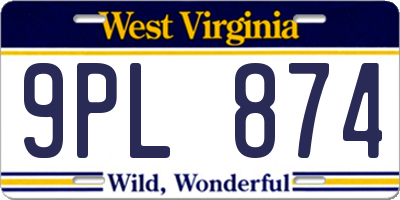WV license plate 9PL874