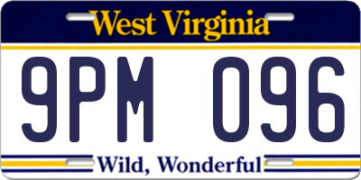WV license plate 9PM096