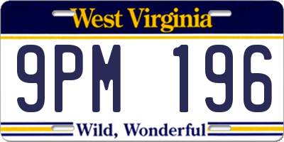 WV license plate 9PM196