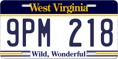 WV license plate 9PM218