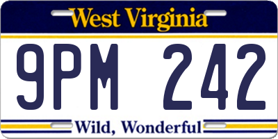 WV license plate 9PM242