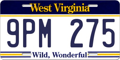 WV license plate 9PM275