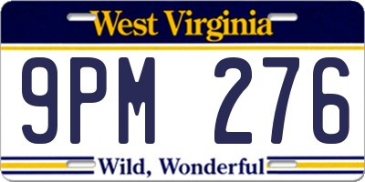 WV license plate 9PM276