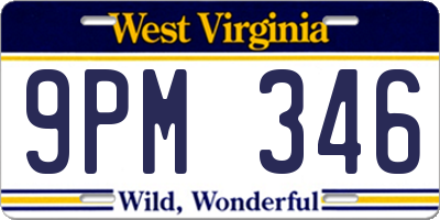 WV license plate 9PM346