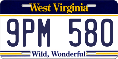 WV license plate 9PM580