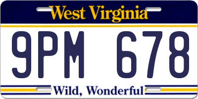 WV license plate 9PM678