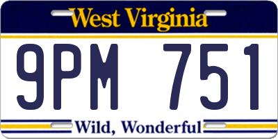 WV license plate 9PM751