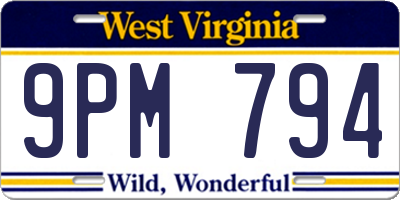 WV license plate 9PM794