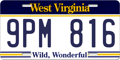 WV license plate 9PM816
