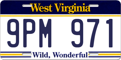 WV license plate 9PM971
