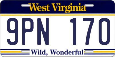 WV license plate 9PN170