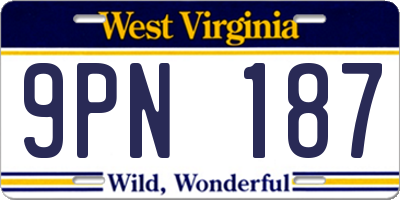 WV license plate 9PN187