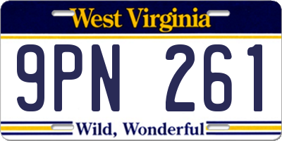 WV license plate 9PN261