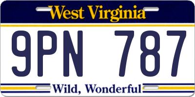 WV license plate 9PN787