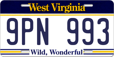 WV license plate 9PN993