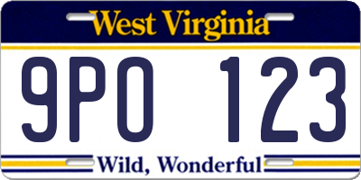 WV license plate 9PO123