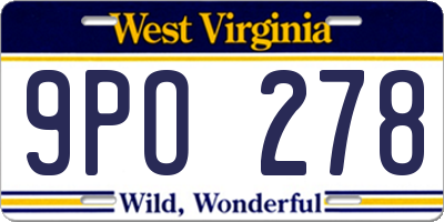 WV license plate 9PO278