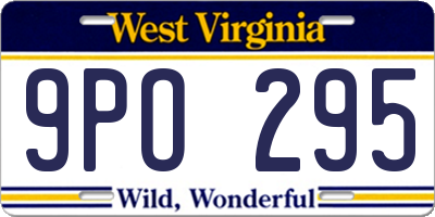WV license plate 9PO295