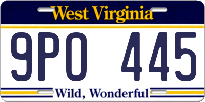 WV license plate 9PO445