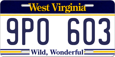 WV license plate 9PO603