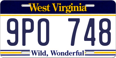 WV license plate 9PO748