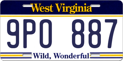 WV license plate 9PO887