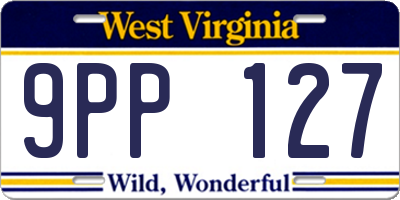 WV license plate 9PP127