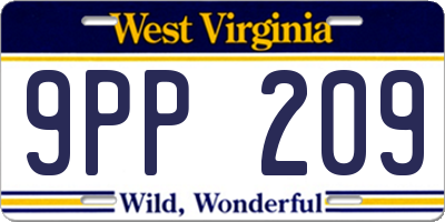 WV license plate 9PP209