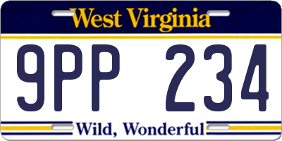 WV license plate 9PP234
