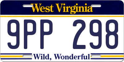 WV license plate 9PP298