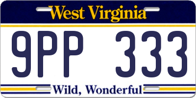 WV license plate 9PP333