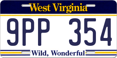 WV license plate 9PP354