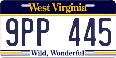 WV license plate 9PP445