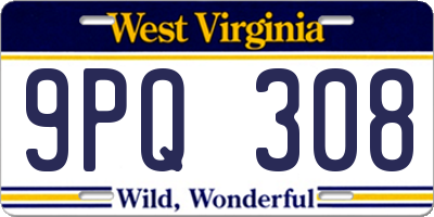 WV license plate 9PQ308
