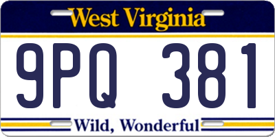 WV license plate 9PQ381