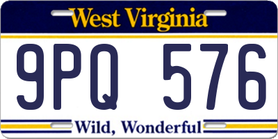 WV license plate 9PQ576