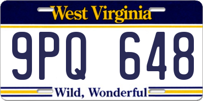 WV license plate 9PQ648