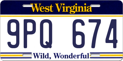 WV license plate 9PQ674