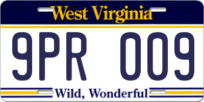 WV license plate 9PR009
