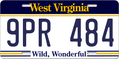WV license plate 9PR484