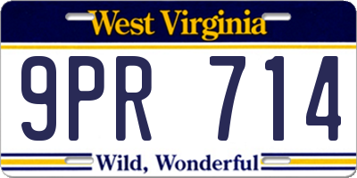WV license plate 9PR714