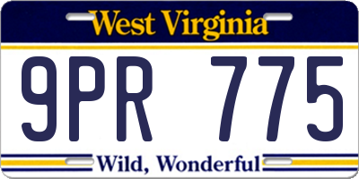 WV license plate 9PR775