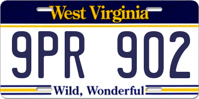 WV license plate 9PR902