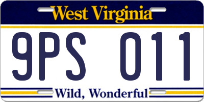 WV license plate 9PS011