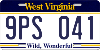 WV license plate 9PS041