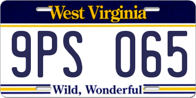 WV license plate 9PS065