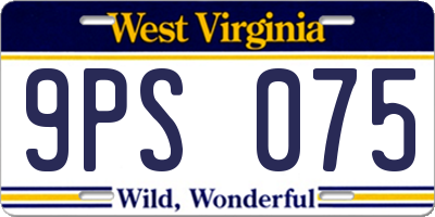 WV license plate 9PS075