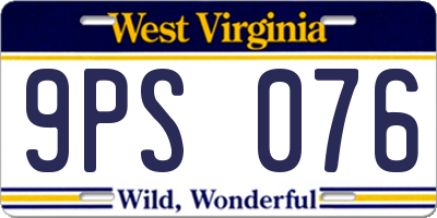 WV license plate 9PS076