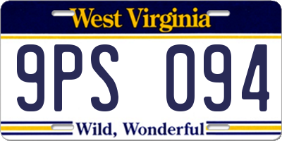 WV license plate 9PS094